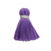 Pompon imitation coton 35 mm Purple / argenté x1|raw }}