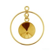 Pendentif rond 24 mm porte cabochon PureCrystal 1122 12 mm Ag925 doré à l'or fin x1|raw }}