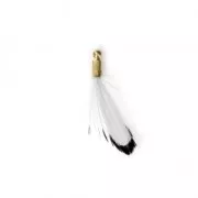 Plume de faisan rayée avec embout doré pour bijoux fantaisie Blanc/Noir 25 mm x1