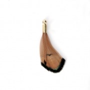 Plume de faisan rayée avec embout doré pour bijoux fantaisie Marron/Noir 25 mm x1|raw }}