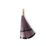 Plume de faisan rayée avec embout doré pour bijoux fantaisie Violet/Noir 25 mm x1