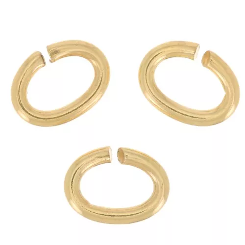 Anneaux ouverts ovales 7.5x5x1.2 mm doré à l'or finx50