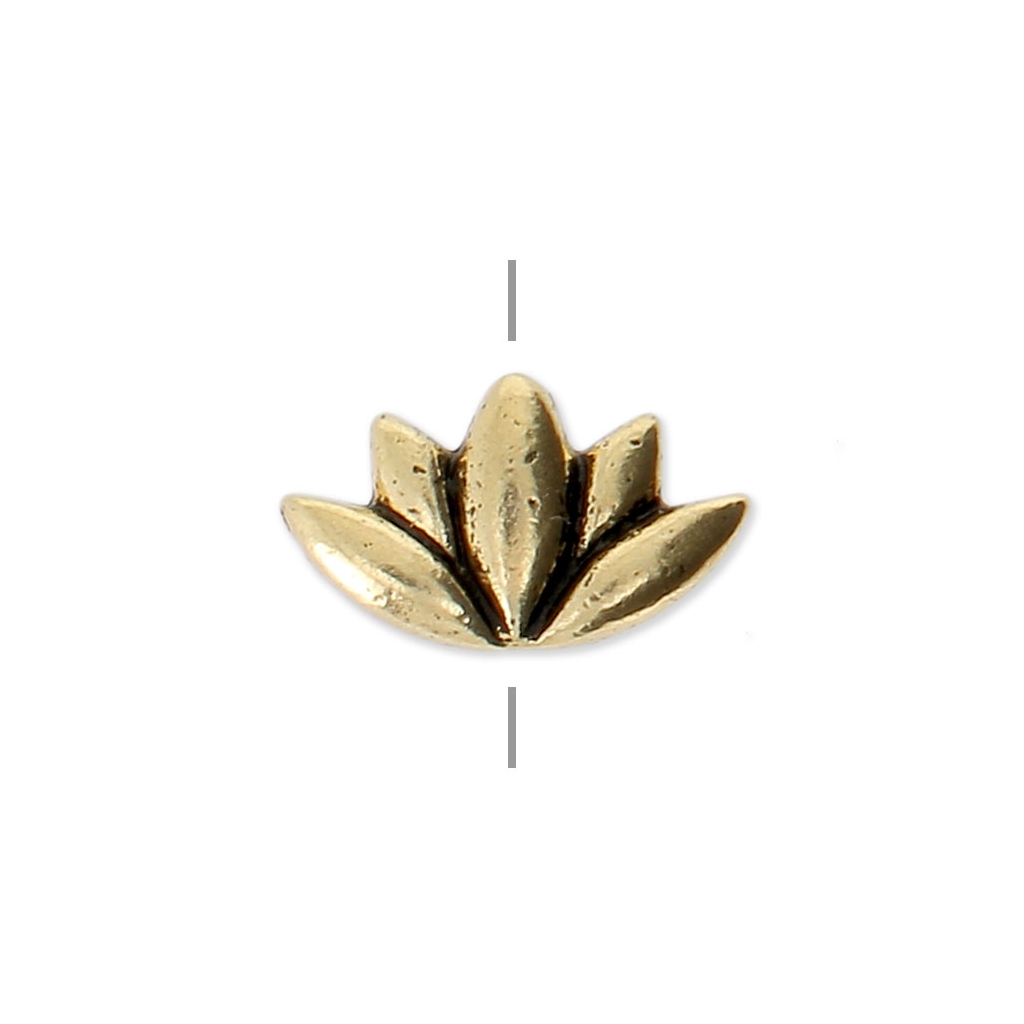 Perle Fleur De Lotus Pour La Création De Bijoux Diy 12x7 Mm Doré Veilli X1