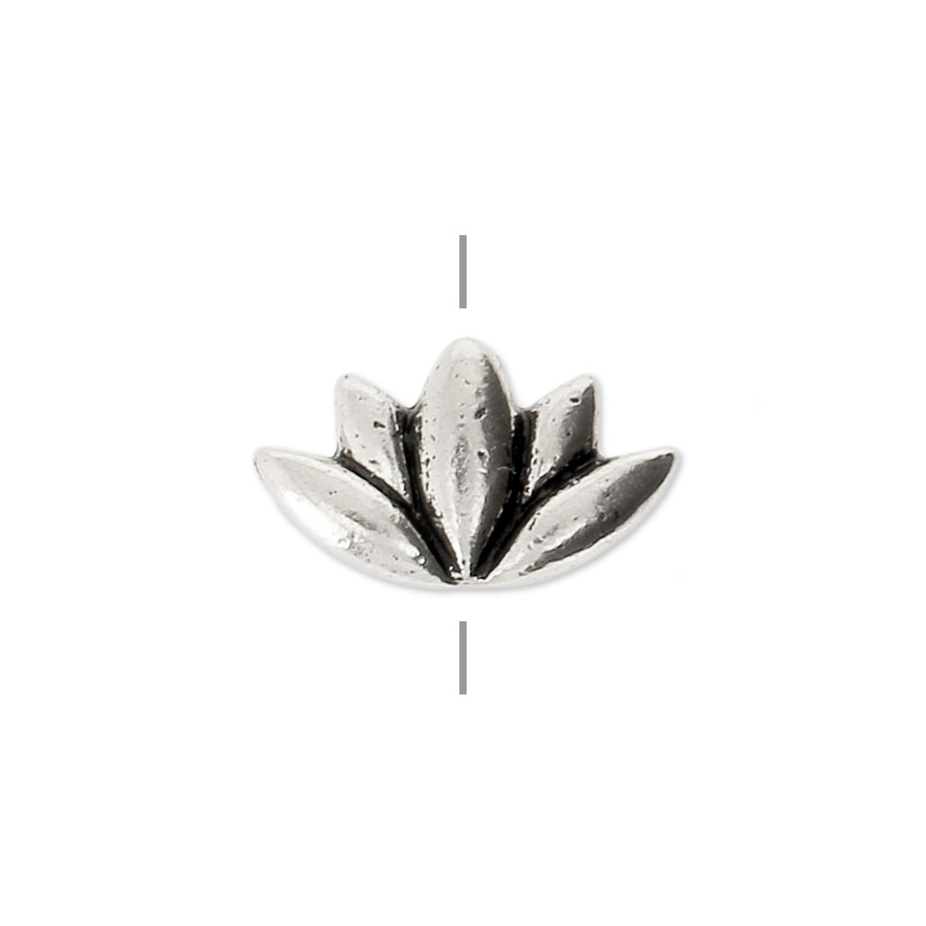 Perle Fleur De Lotus Pour La Création De Bijoux Diy 12x7 Mm Argenté Vieilli X1