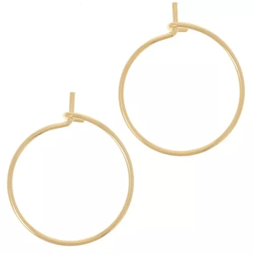 Créoles fines à décorer 18 mm - Fil 0.8 mm - Doré à l'or fin x2