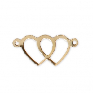 Intercalaire fin double coeur 2 anneaux 18x8.5 mm - Gold filled (or laminé)  x1