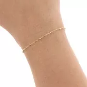 Chaîne maille Forçat alternée avec de perles facettées 1.35 mm Doré à l'or fin x1m