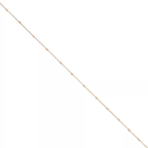 Chaîne maille Forçat alternée avec des perles facettées 1.35 mm doré rose x1m