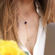 Chaîne maille gourmette avec des perles rondes 2.00 mm - Doré à l'or fin x1m