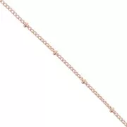 Chaîne maille gourmette alternée (1x1) avec perles rondes 2.00 mm Doré à l'or fin rose x1m