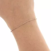 Chaîne maille gourmette alternée (1x1) avec perles rondes 2.00 mm Doré à l'or fin rose x1m