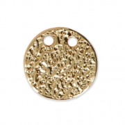 Pendentif double trous rond martelé 10 mm - doré x1