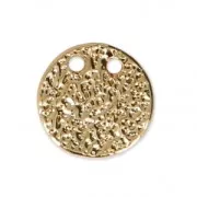 Pendentif double trous rond martelé 10 mm - doré x1