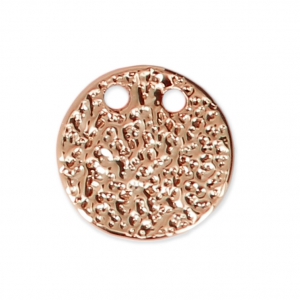 Pendentif double trous rond martelé 10 mm - doré rose x1