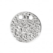 Pendentif double trous rond martelé 10 mm - rhodié x1