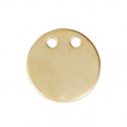 Pendentif double trous rond martelé 10 mm - Doré à l'or fin satiné x1