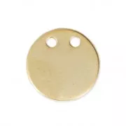 Pendentif double trous rond martelé 10 mm - Doré à l'or fin satiné x1