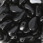 Perles en verre tchèque deux trous Paisley Duo 9x5.5 mm Jet x10g