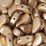 Perles en verre tchèque deux trous Paisley Duo 9x5.5 mm Gold Mat x10g|raw }}