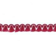 Galon de petits pompons et pampilles à frange 13 mm Rouge/doré x1m