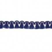 Galon de petits pompons et pampilles à frange 13 mm Bleu Marine/doré x1m|raw }}