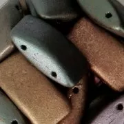 Perles en verre tchèque Carrier Bead 2 trous 9x17 mm Gold Iris Mat x10