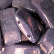 Perles en verre tchèque Carrier Bead 2 trous 9x17 mm Opaque Luster Amethyst x10