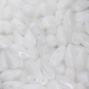 Perles en verre DropDuo® 2 trous 3x6 mm Opaque White x50