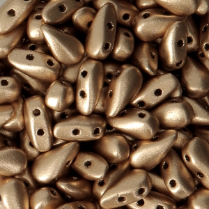 Perles en verre DropDuo® 2 trous 3x6 mm Gold Mat x50