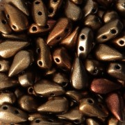 Perles en verre DropDuo® 2 trous 3x6 mm Gold Rainbow x50