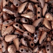 Perles en verre DropDuo® 2 trous 3x6 mm Etched Crystal Capri Gold Full x50