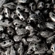 Perles en verre DropDuo® 2 trous 3x6 mm Jet Antique Chrome x50