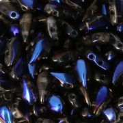 Perles en verre DropDuo® 2 trous 3x6 mm Crystal Azuro x50