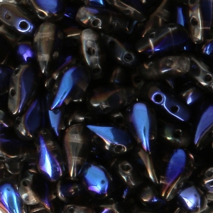 Perles en verre DropDuo® 2 trous 3x6 mm Crystal Azuro x50