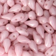 Perles en verre DropDuo® 2 trous 3x6 mm Opaque Light Rose Ceramic Look x50