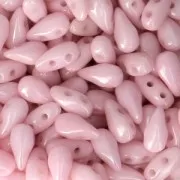 Perles en verre DropDuo® 2 trous 3x6 mm Opaque Light Rose Ceramic Look x50