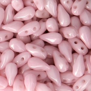 Perles en verre DropDuo® 2 trous 3x6 mm Opaque Light Rose Ceramic Look x50