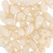 Perles en verre DropDuo® 2 trous 3x6 mm - Opaque Beige Ceramic Look x50|raw }}