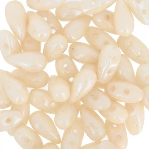 Perles en verre DropDuo® 2 trous 3x6 mm - Opaque Beige Ceramic Look x50