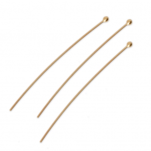 Clous tête boule 50x0.7 mm - Doré à l'or fin x20