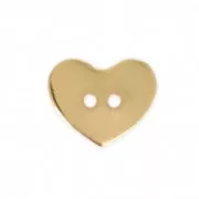 Bouton coeur lisse 12x10 mm doré à l'or fin x1
