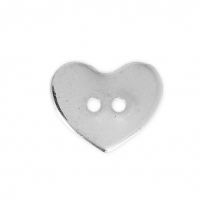 Bouton coeur lisse 12x10 mm rhodié x1