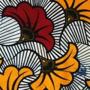 Tissu Wax - Fleurs de mariage  - Bordeaux / Orange x20cm