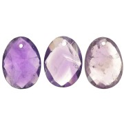 Pendentif facetté ovale 20x15 mm en pierre gemme Amethyst x1