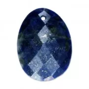Pendentif facetté ovale 20x15 mm en pierre gemme Lapis x1