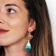 Pendentif ajouré forme éventail exclu Perles & Co 24 mm doré à l'or fin