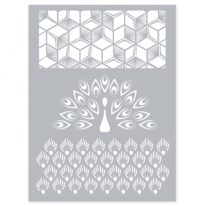 Silk Screen Graine Créative pour Pâte polymère 114x153mm - Motif Paon