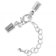 Fermoir mousqueton pince lacet 4 mm Placage argent fin