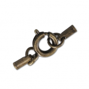 Fermoir à ressort 6 mm avec embouts pour cordons 1 à 1.3 mm bronze