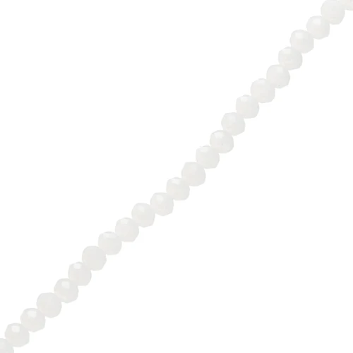 Perles rondelles facettées - rondes aplaties - 4x3.5 mm White Opaque x40cm
